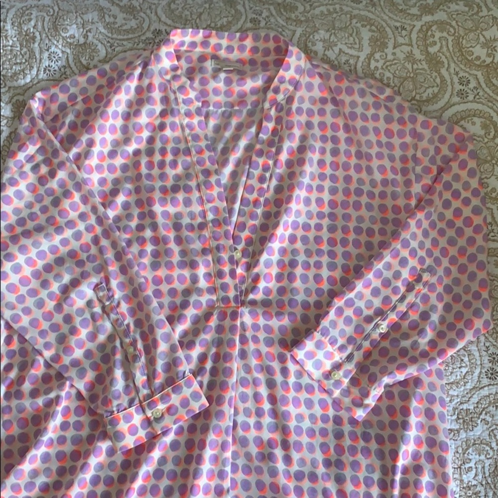 Gap long sleeve polka dot pink purple blouse m